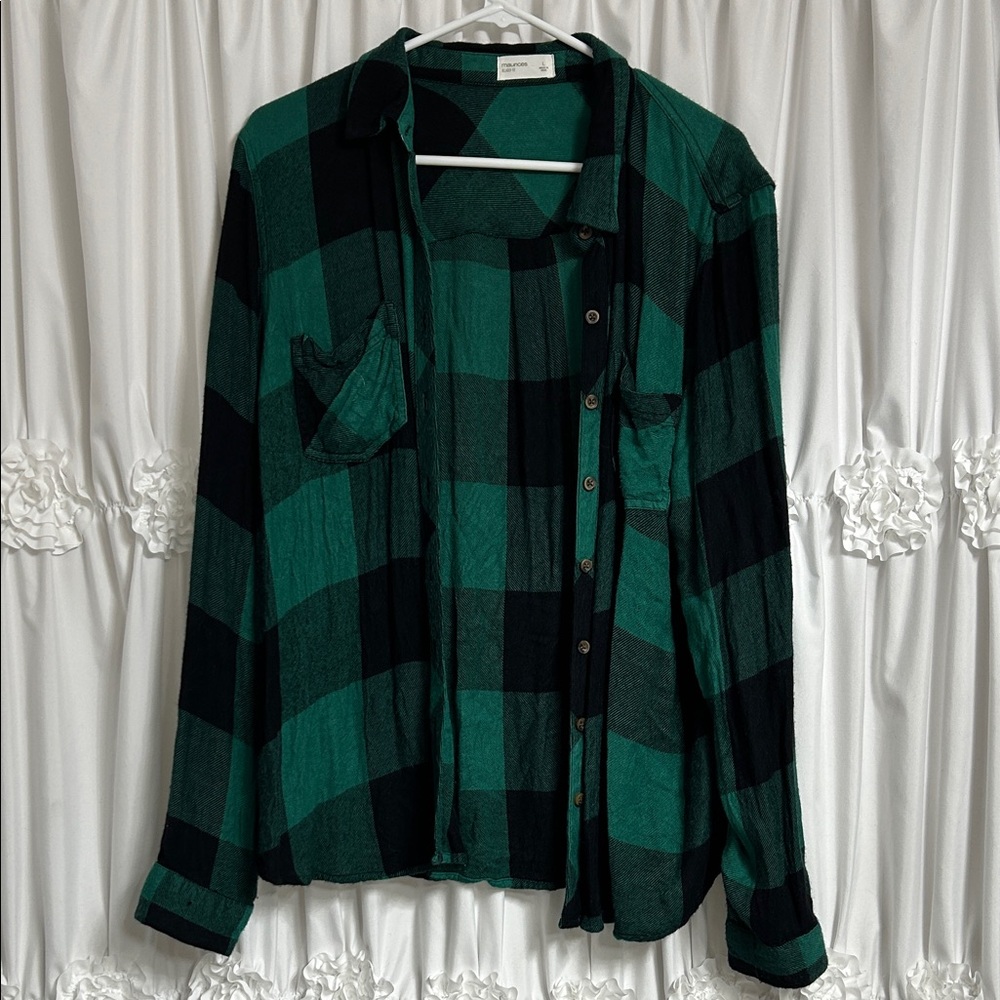 Maurices Green and Black Plaid Shirt
